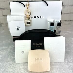 CHANEL #5 Bar Soap, compact mirror, skincare, card &  mesh cosmetic bag ALL NEW